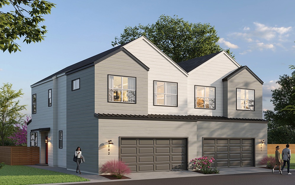 F2 - 3 bedroom floorplan layout with 2.5 baths and 1388 to 1412 square feet. (Duplex 2C)