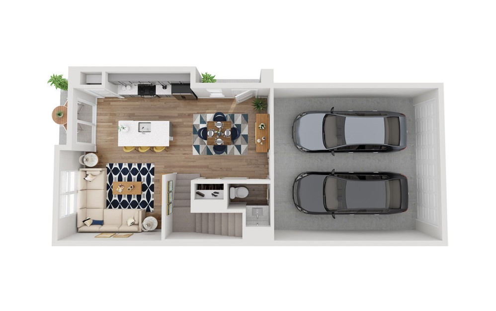 F1 - 2 bedroom floorplan layout with 2.5 baths and 1135 to 1146 square feet. (Floor 1)