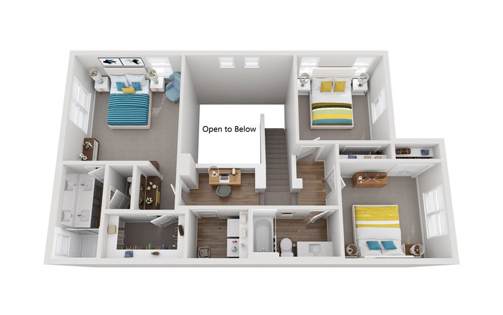 F3 - 3 bedroom floorplan layout with 2.5 baths and 1441 square feet. (Floor 2)