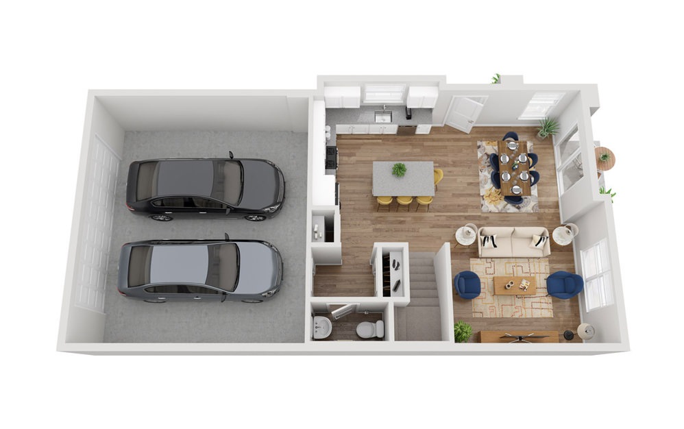 F4 - 4 bedroom floorplan layout with 2.5 baths and 1653 to 1669 square feet. (Floor 1)